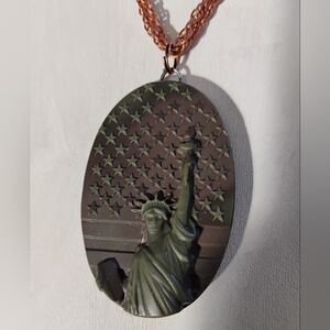 Artisan Carved Mookaite Lady Liberty Necklace
